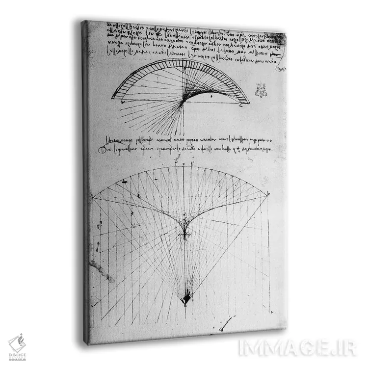 تابلو مطالعاتی از آینههای مقعر با انحنای یکنواخت و سهموی از کدکس آروندل، دههٔ ۱۴۹۰-۱۵۱۸ اثر لئوناردو داوینچی (نقاش و مخترع ایتالیایی) - نمای پرسپکتیو محصول