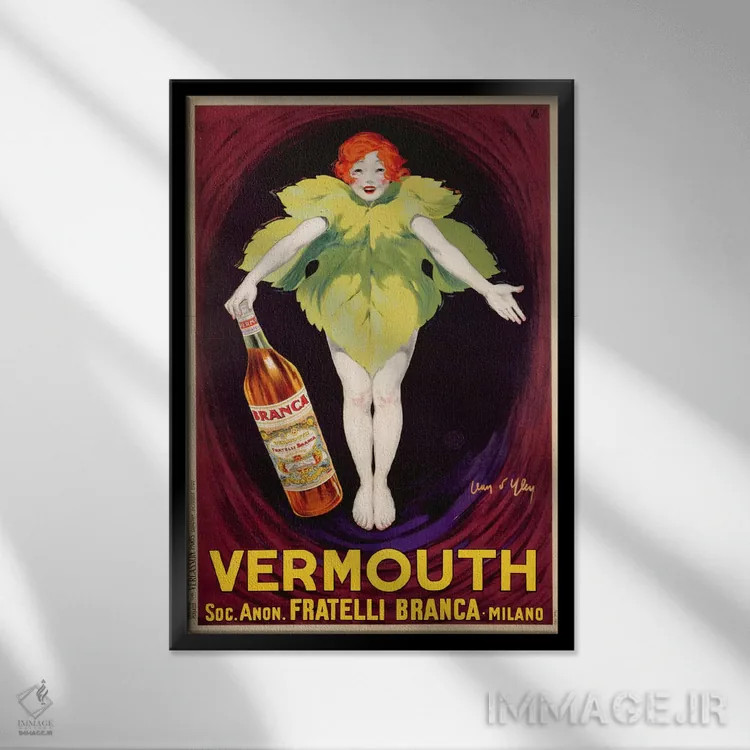 تابلو پوستر تبلیغاتی ورموت "فراتلی برانکا"، ۱۹۲۲ (نوشیدنی ایتالیایی) اثر ژان دیلن - نمای قابدار مشکی