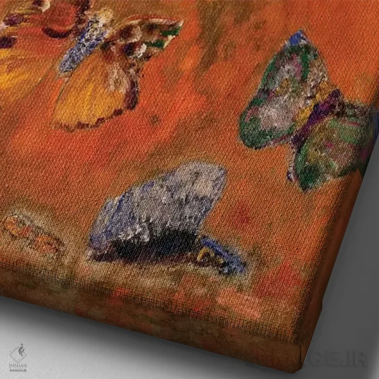 تابلو تداعی پروانهها، حدود ۱۹۱۲ اثر اودیلو ردون - نمای نزدیک بافت بوم