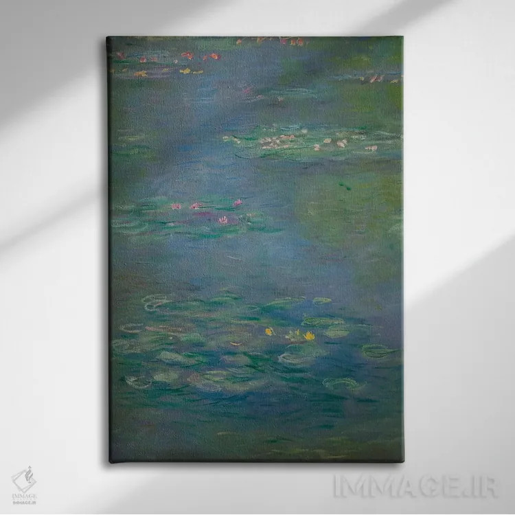 تابلو نیلوفرهای آبی (جزئیات)، ۱۹۰۳ اثر کلود مونه (نقاش معروف فرانسوی) - نمای روبهرو روی دیوار