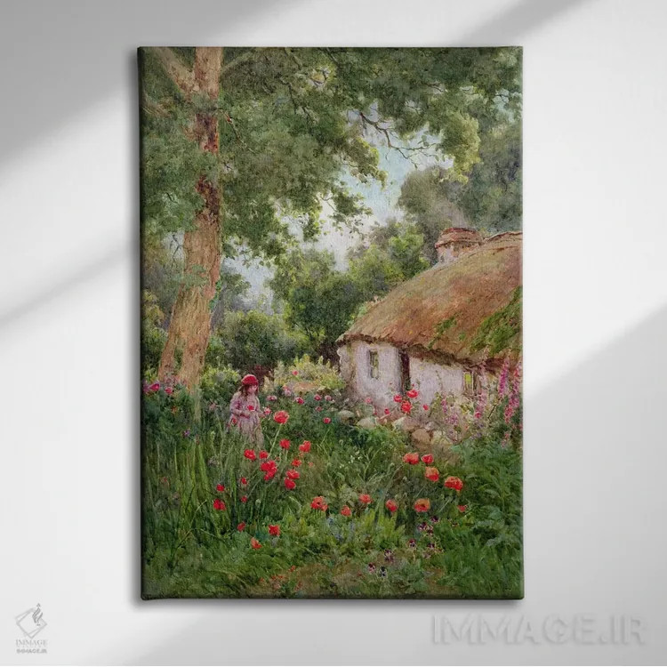 تابلو باغچه کلبه اثر تام کلاف - نمای روبهرو روی دیوار
