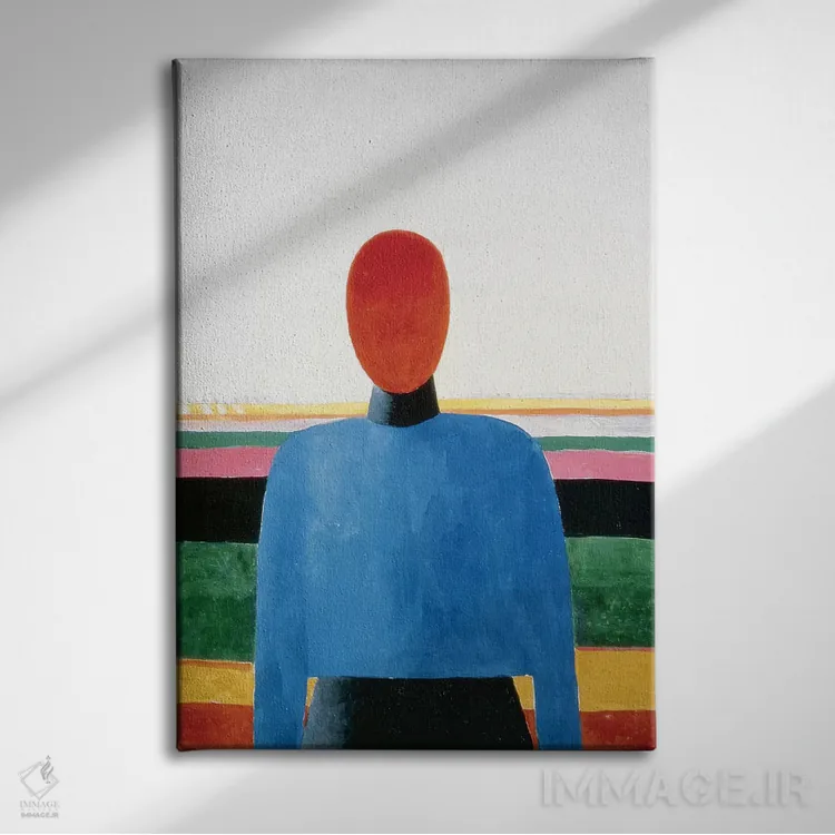 تابلو نیمتنهٔ زن اثر کازیمیر سویوروویچ مالویچ (نقاش روسی) - نمای روبهرو روی دیوار