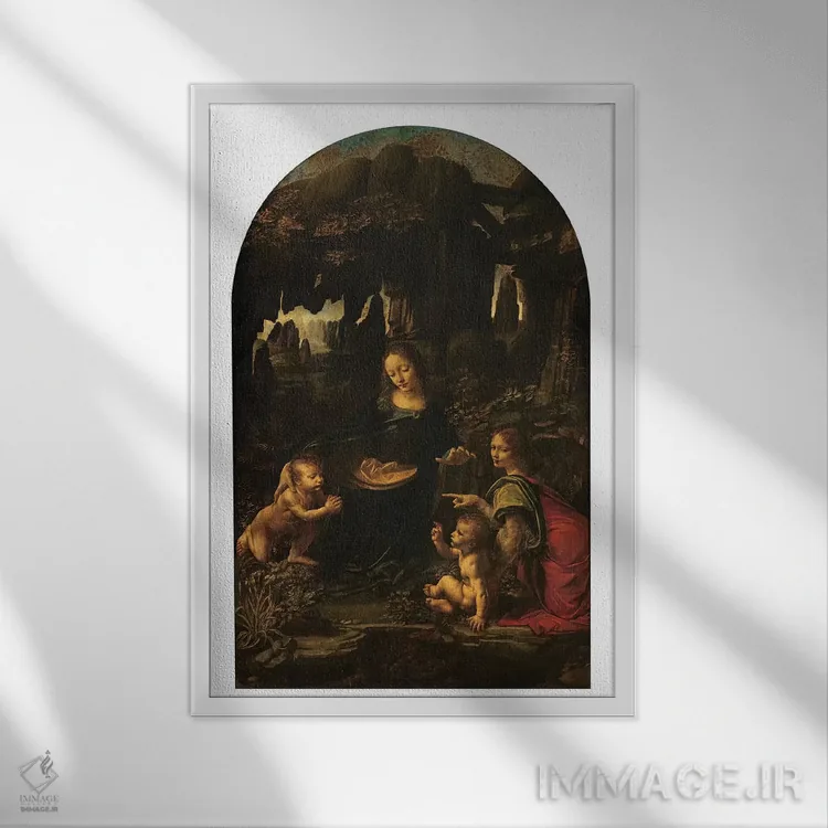 تابلو c.1478,مدونای صخرهها، حدود ۱۴۷۸ اثر لئوناردو داوینچی (نقاش و مخترع ایتالیایی) - نمای قابدار سفید