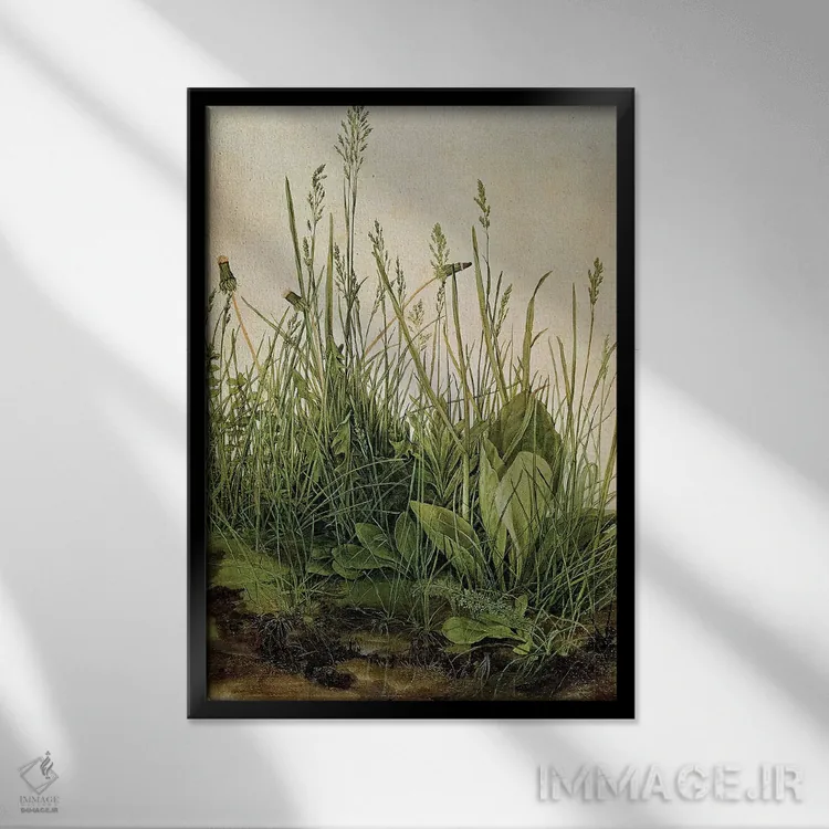 تابلو 1503,تکه چمن بزرگ، ۱۵۰۳ اثر آلبریشت دورر (نقاش آلمانی) - نمای قابدار مشکی