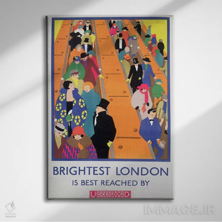 تابلو 1924, printed by the Dangerfield Co,روشنترین لندن با مترو قابل دسترسی است، ۱۹۲۴، چاپ شرکت باورجرفیلد اثر هوریس تیلور - نمای روبهرو روی دیوار