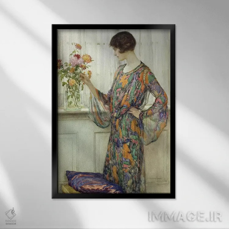 تابلو چیدن گلها اثر ویلیام هنری مارگتسون - نمای قابدار مشکی