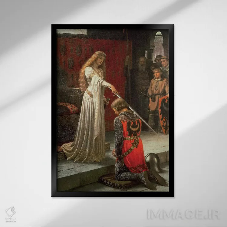 تابلو 1901،اعطای لقب (آیین شوالیهگری)، ۱۹۰۱ اثر ادموند بلر لیتون - نمای قابدار مشکی