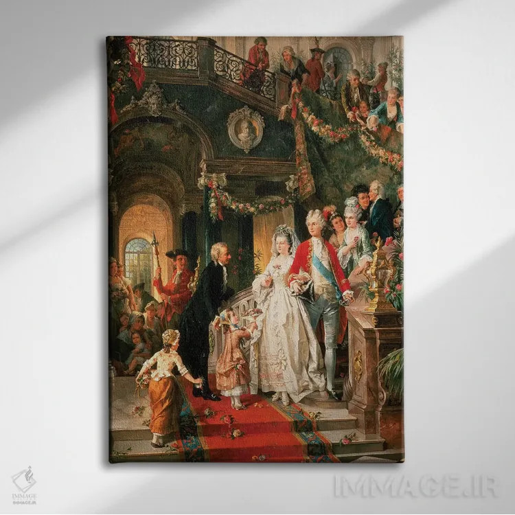 تابلو مهمانی عروسی اثر کارل هِرفر - نمای روبهرو روی دیوار