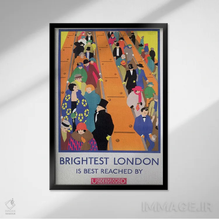 تابلو 1924, printed by the Dangerfield Co,روشنترین لندن با مترو قابل دسترسی است، ۱۹۲۴، چاپ شرکت باورجرفیلد اثر هوریس تیلور - نمای قابدار مشکی