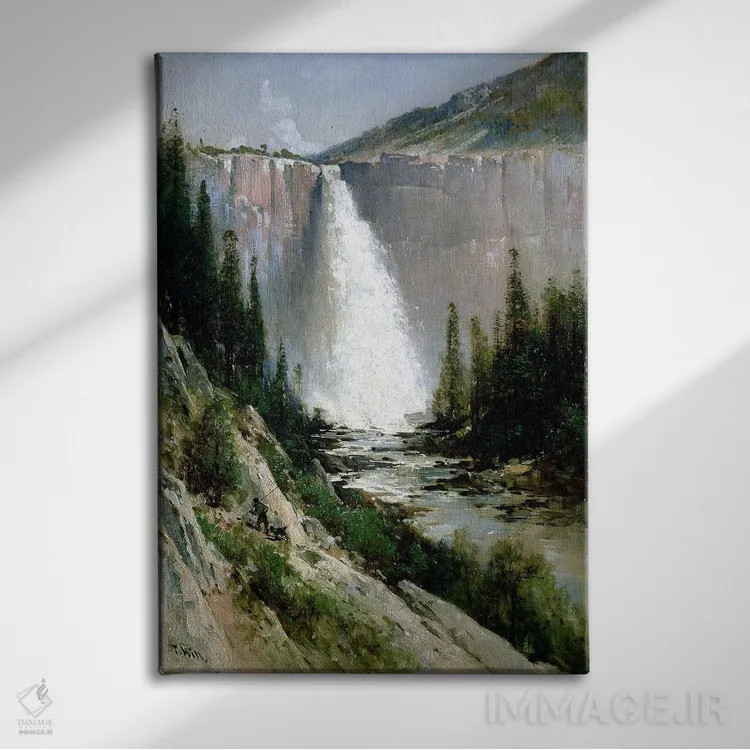 تابلو Yosemite,آبشار پردهعروس، یوسمیتی اثر توماس هیل - نمای روبهرو روی دیوار