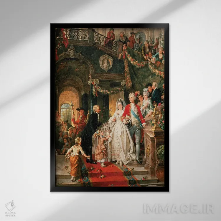 تابلو مهمانی عروسی اثر کارل هِرفر - نمای قابدار مشکی