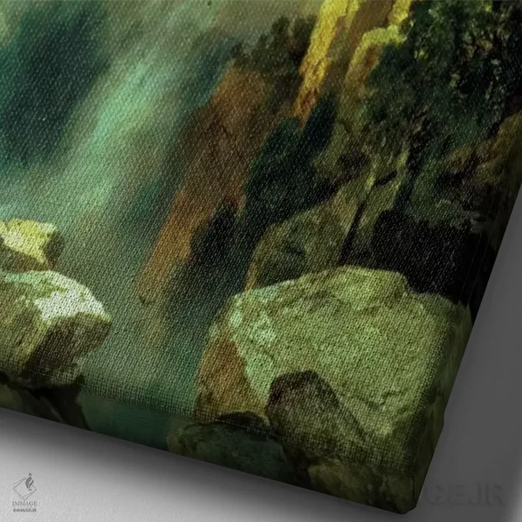 تابلو 1914,مه در دره، ۱۹۱۴ اثر توماس موران (نقاش منظره آمریکایی) - نمای نزدیک بافت بوم