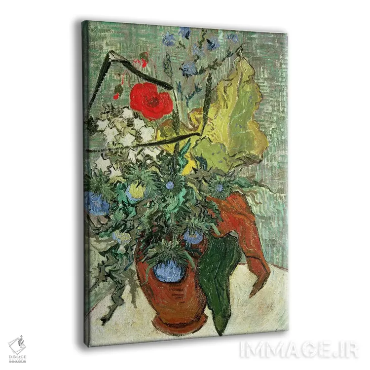 تابلو دستهگل گلهای وحشی اثر ونسان ون گوگ (نقاش مشهور هلندی پستامپرسیونیسم) - نمای پرسپکتیو محصول