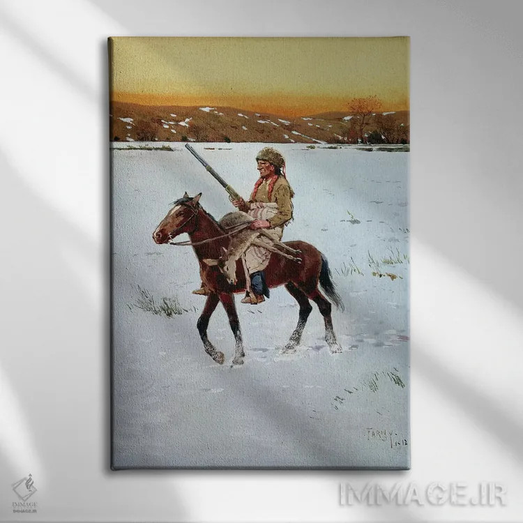 تابلو بومی آمریکایی بازگشته از شکار، ۱۹۱۲ اثر هنری فرانسوا فارنی - نمای روبهرو روی دیوار