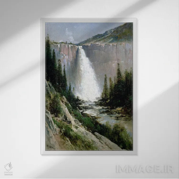 تابلو Yosemite,آبشار پردهعروس، یوسمیتی اثر توماس هیل - نمای قابدار سفید