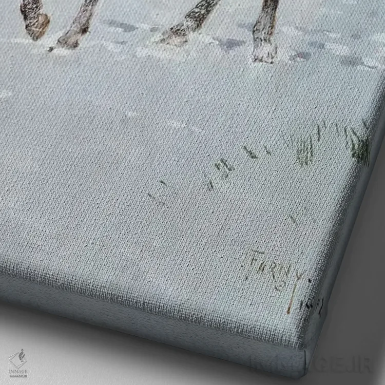 تابلو بومی آمریکایی بازگشته از شکار، ۱۹۱۲ اثر هنری فرانسوا فارنی - نمای نزدیک بافت بوم