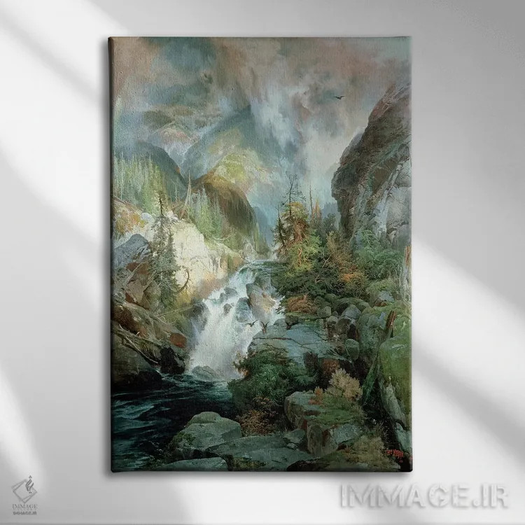 تابلو کودکان کوهستان، ۱۸۶۶ اثر توماس موران (نقاش منظره آمریکایی) - نمای روبهرو روی دیوار