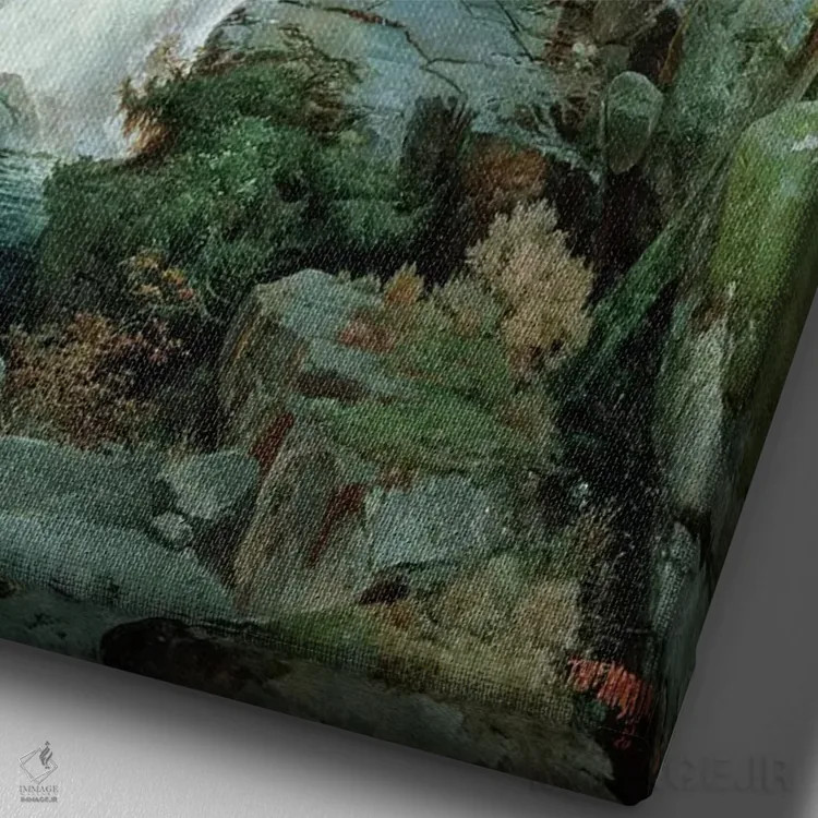 تابلو کودکان کوهستان، ۱۸۶۶ اثر توماس موران (نقاش منظره آمریکایی) - نمای نزدیک بافت بوم