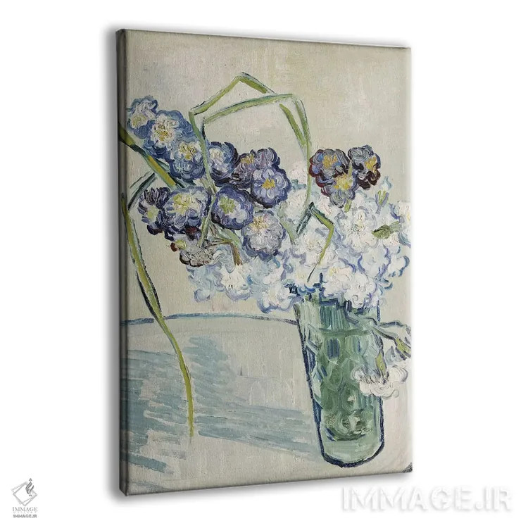 تابلو طبیعت بیجان، گلدان میخک، ژوئن ۱۸۹۰ اثر ونسان ون گوگ (نقاش مشهور هلندی پستامپرسیونیسم) - نمای پرسپکتیو محصول