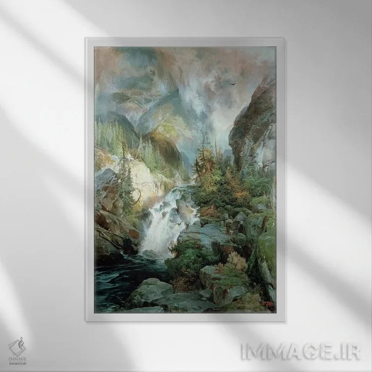 تابلو کودکان کوهستان، ۱۸۶۶ اثر توماس موران (نقاش منظره آمریکایی) - نمای قابدار سفید