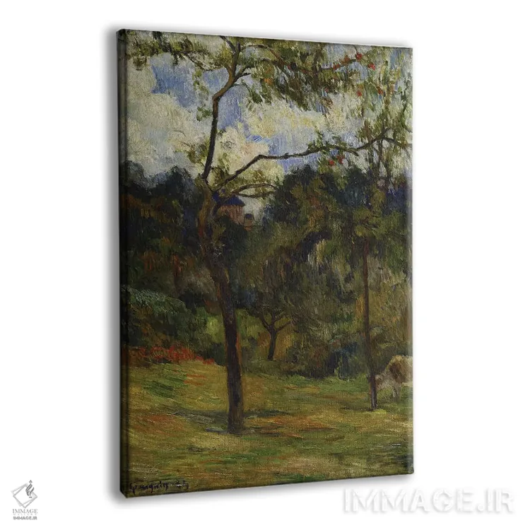 تابلو منظرهٔ نرماندی: گاو در علفزار، ۱۸۸۴ اثر پل گوگن - نمای پرسپکتیو محصول