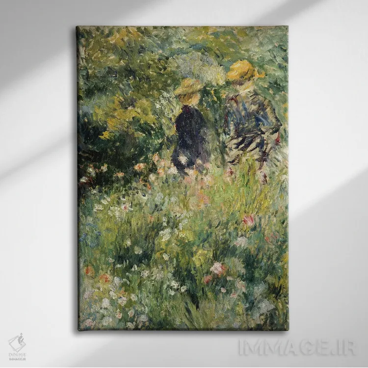 تابلو گفتگو در باغ رز، ۱۸۷۶ اثر پیر-اوگوست رنوار - نمای روبهرو روی دیوار