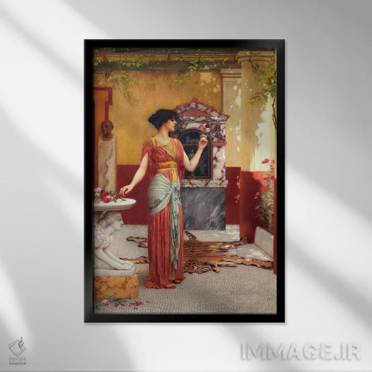 تابلو دستهگل، ۱۸۹۹ اثر جان ویلیام گادوارد - نمای قابدار مشکی