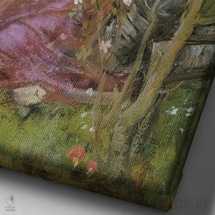 تابلو مطالعهای برای "بانوی زیبا و بیرحم"، حدود ۱۸۹۳ اثر جان ویلیام واترهاوس (نقاش انگلیسی سبک پره-رافائلیت) - نمای نزدیک بافت بوم