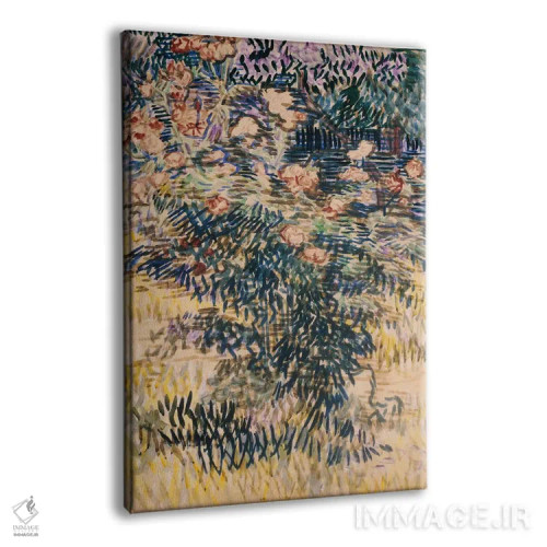 تابلو خرزهرهها، باغ بیمارستان سنترمی، ۱۸۸۹ اثر ونسان ون گوگ (نقاش مشهور هلندی پستامپرسیونیسم) - نمای پرسپکتیو محصول