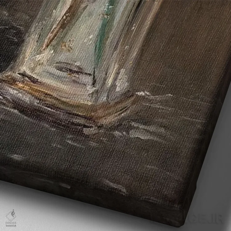 تابلو گلها در گلدان کریستالی اثر ادوارد مانه (نقاش معروف فرانسوی) - نمای نزدیک بافت بوم