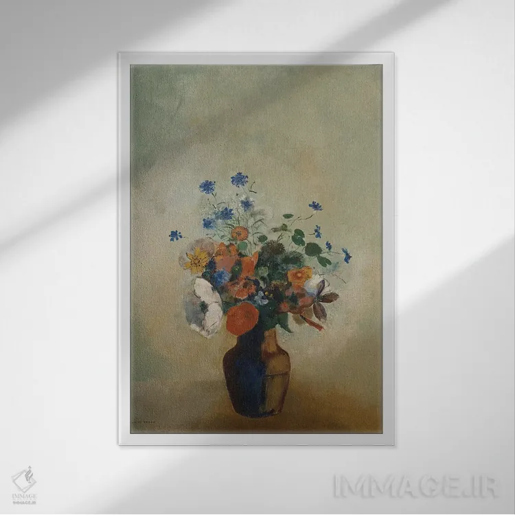 تابلو گلهای وحشی، حدود ۱۹۰۲ اثر اودیلو ردون - نمای قابدار سفید