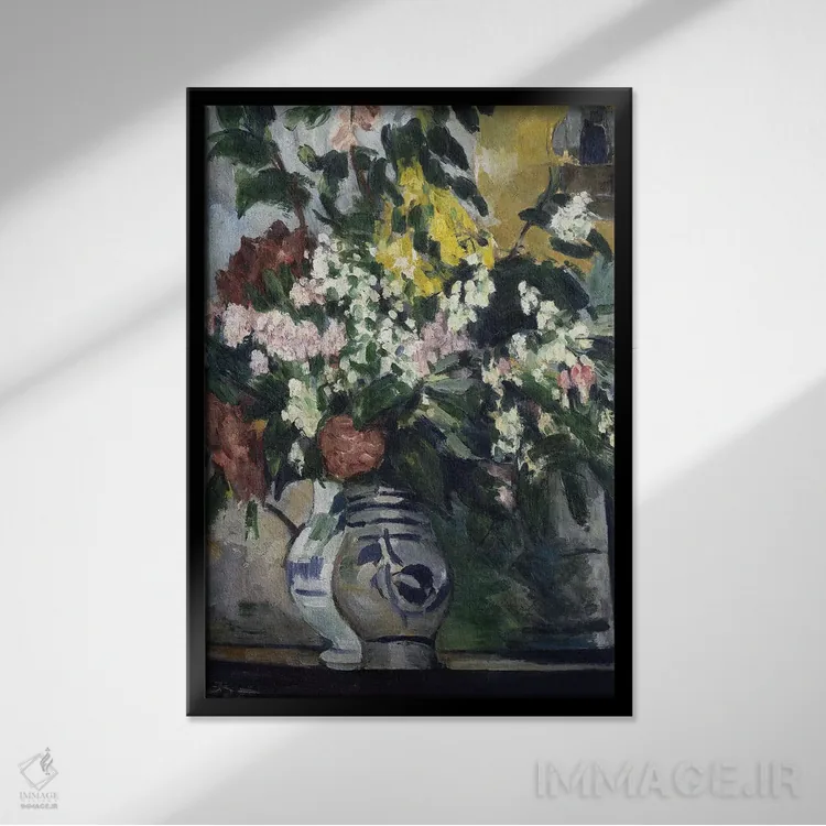 تابلو دو گلدان گل، حدود ۱۸۷۷ اثر پل سزان - نمای قابدار مشکی