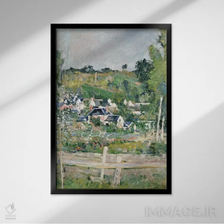 تابلو نمایی از اوور-سور-اوآز، حصار، حدود ۱۸۷۳ اثر پل سزان - نمای قابدار مشکی