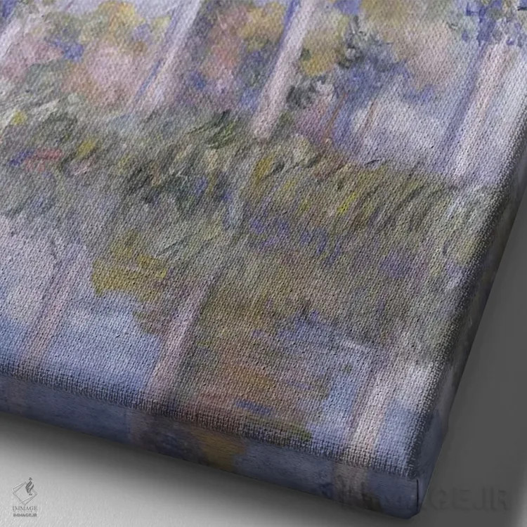 تابلو صنوبرها، ۱۸۸۱ اثر کلود مونه (نقاش معروف فرانسوی) - نمای نزدیک بافت بوم