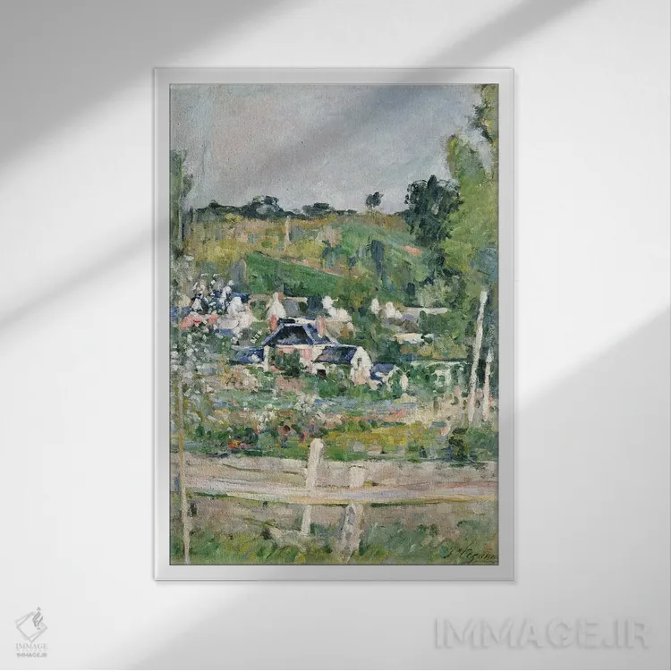 تابلو نمایی از اوور-سور-اوآز، حصار، حدود ۱۸۷۳ اثر پل سزان - نمای قابدار سفید