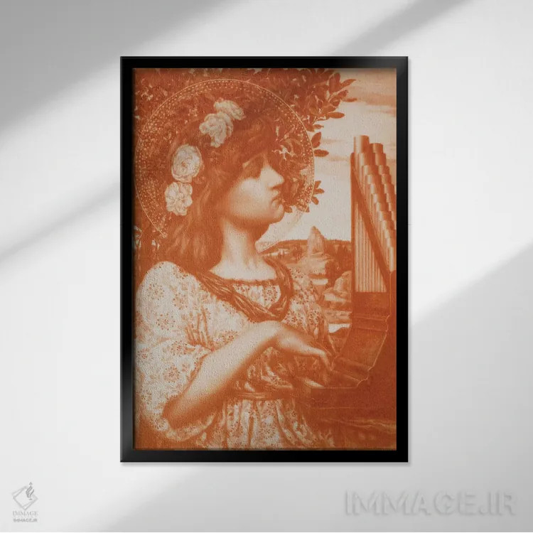 تابلو سنت سسیلیا (قدیسه موسیقی) اثر هنری رایلند - نمای قابدار مشکی