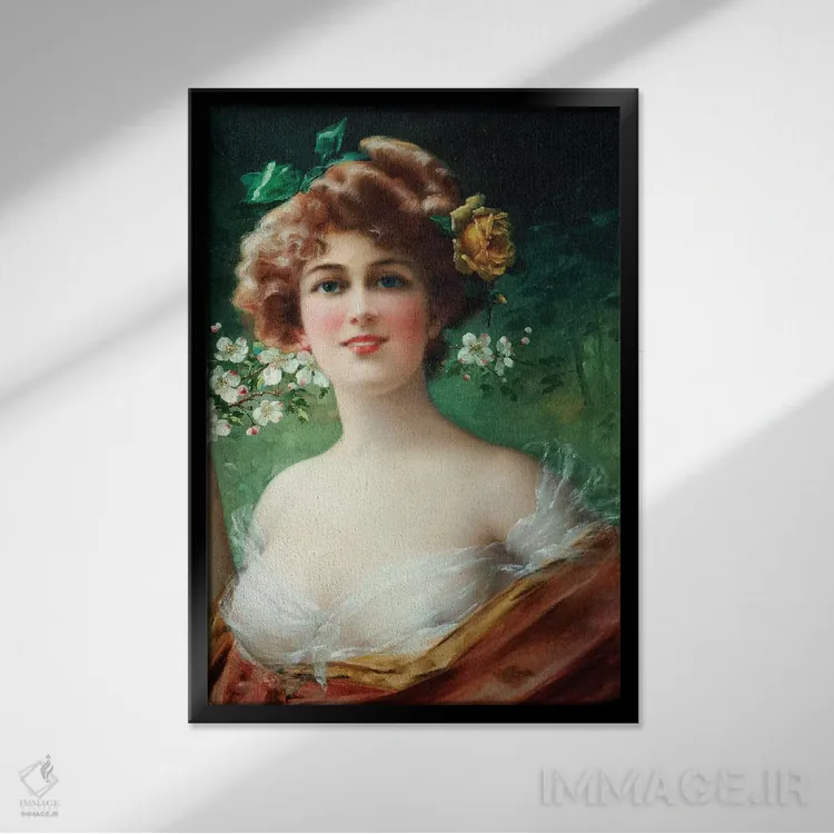 تابلو زیبایی شکوفا اثر امیل ورنون (نقاش فرانسوی) - نمای قابدار مشکی