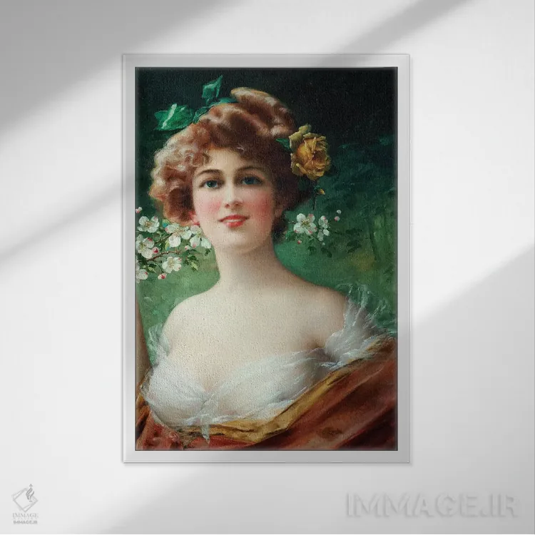 تابلو زیبایی شکوفا اثر امیل ورنون (نقاش فرانسوی) - نمای قابدار سفید