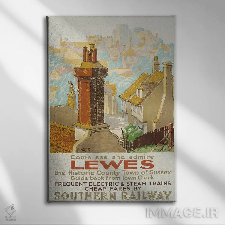 تابلو poster advertising Southern Railway,لویس، پوستر تبلیغاتی راهآهن جنوبی (پوستر) اثر گرگوری براون - نمای روبهرو روی دیوار