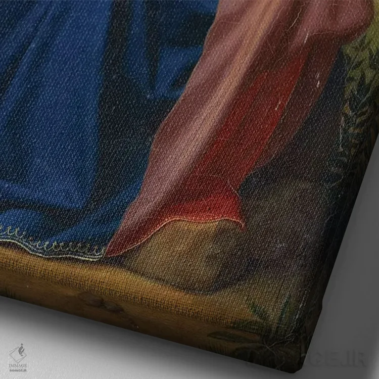 تابلو 1855,مریم مقدس و کودک، ۱۸۵۵ (نقاشی معنویتی) اثر جولیوس اشنور فون کارولسفلد - نمای نزدیک بافت بوم