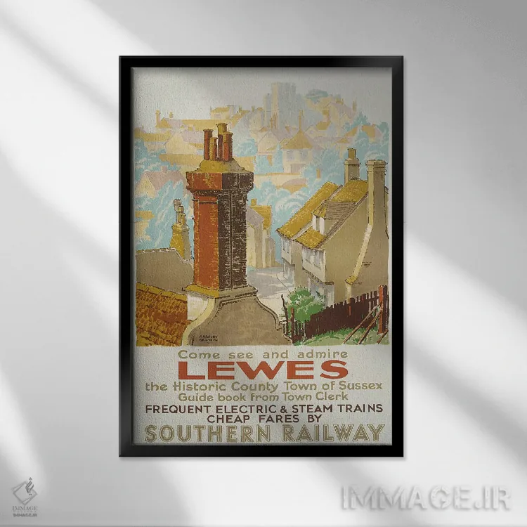 تابلو poster advertising Southern Railway,لویس، پوستر تبلیغاتی راهآهن جنوبی (پوستر) اثر گرگوری براون - نمای قابدار مشکی