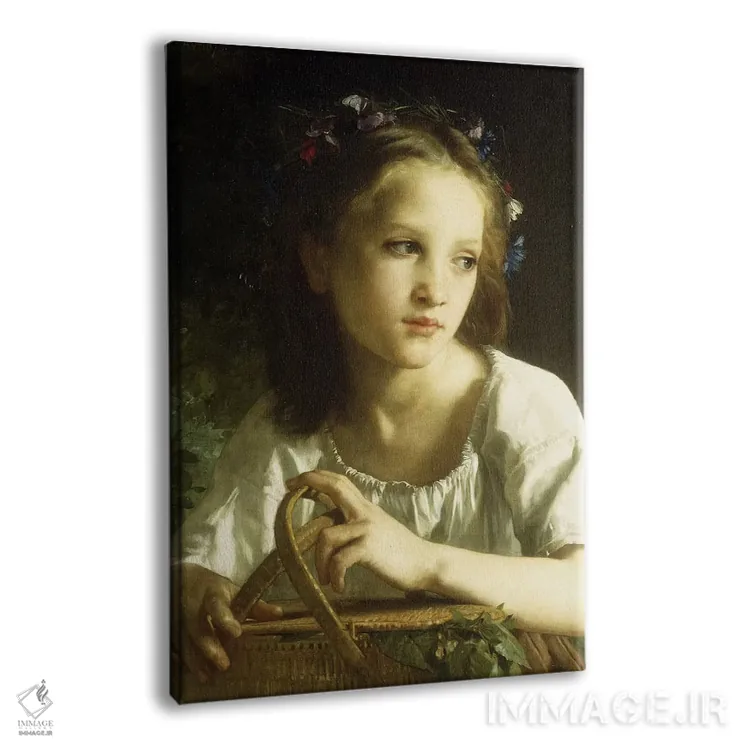 تابلو 1875,اوِفیلیای کوچک، ۱۸۷۵ (الهام از افیلیا، نمایشنامه هملت) اثر ویلیام-آدولف بوگرئو (نقاش آکادمیک فرانسوی) - نمای پرسپکتیو محصول