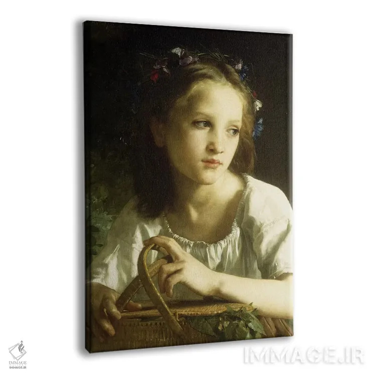 تابلو 1875,اوِفیلیای کوچک، ۱۸۷۵ (الهام از افیلیا، نمایشنامه هملت) اثر ویلیام-آدولف بوگرئو (نقاش آکادمیک فرانسوی) - نمای پرسپکتیو محصول