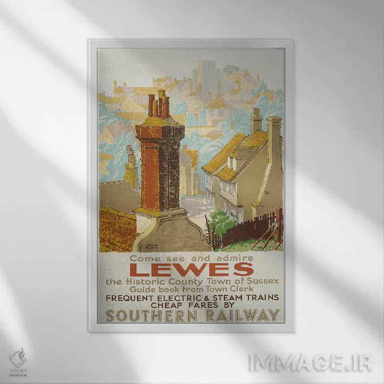 تابلو poster advertising Southern Railway,لویس، پوستر تبلیغاتی راهآهن جنوبی (پوستر) اثر گرگوری براون - نمای قابدار سفید