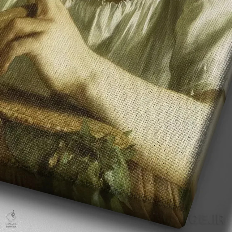 تابلو 1875,اوِفیلیای کوچک، ۱۸۷۵ (الهام از افیلیا، نمایشنامه هملت) اثر ویلیام-آدولف بوگرئو (نقاش آکادمیک فرانسوی) - نمای نزدیک بافت بوم