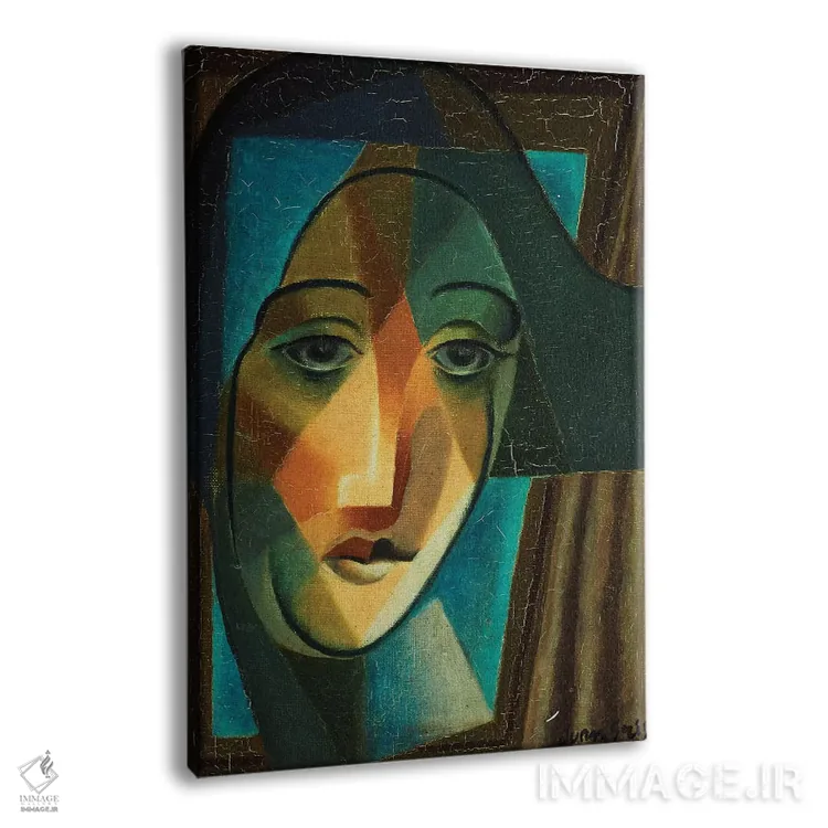 تابلو 1924,سر دلقک (هارلکوین)، ۱۹۲۴ اثر خوان گрис (نقاش کوبیست اسپانیایی) - نمای پرسپکتیو محصول