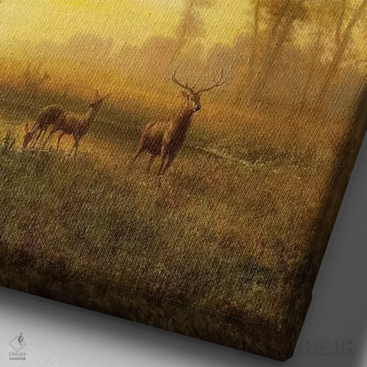 تابلو نور در جنگل اثر آلبرت بیرشتات (نقاش منظره آمریکایی) - نمای نزدیک بافت بوم