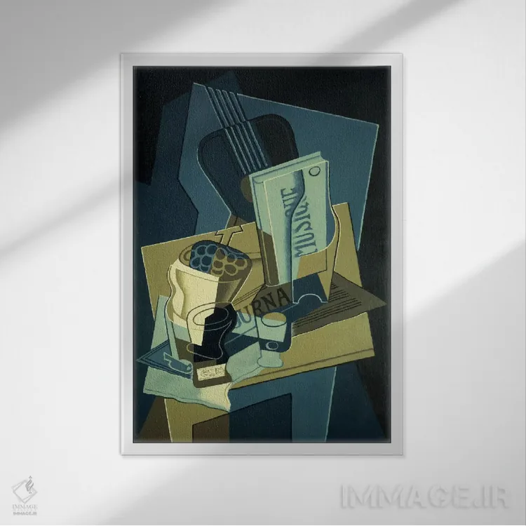 تابلو 1922,دفتر موسیقی، ۱۹۲۲ اثر خوان گрис (نقاش کوبیست اسپانیایی) - نمای قابدار سفید