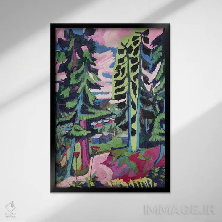 تابلو کوه وحشی اثر ارنست لودویگ کیرشنر (نقاش اکسپرسیونیست آلمانی) - نمای قابدار مشکی