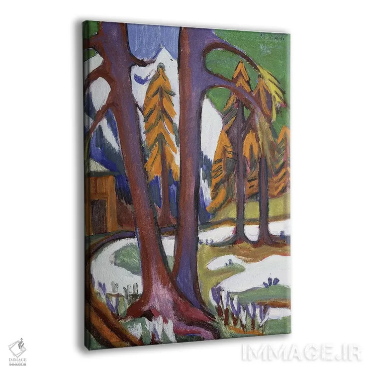 تابلو c.1921-1923,کوه - آغاز بهار با سرخدارها، حدود ۱۹۲۱ تا ۱۹۲۳ اثر ارنست لودویگ کیرشنر (نقاش اکسپرسیونیست آلمانی) - نمای پرسپکتیو محصول